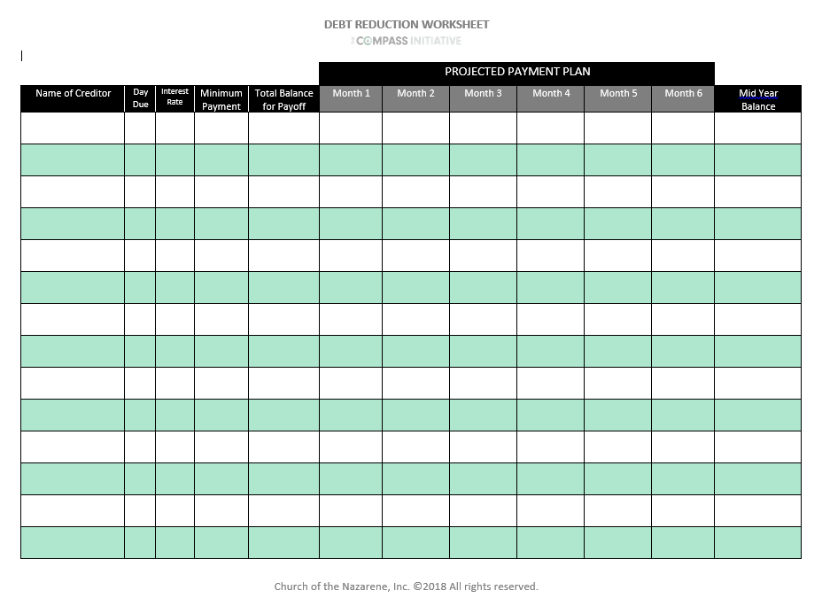 Debt Reduction Worksheet