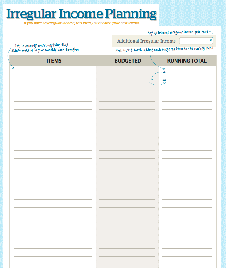 irregualr income plan